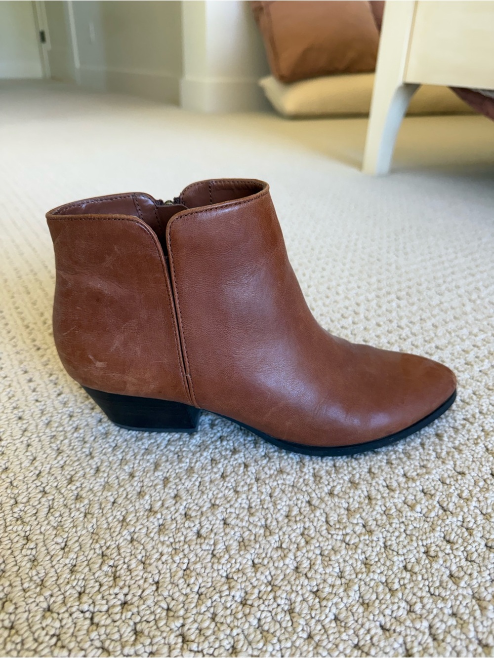 Franco Sarto Cognac Brown Leather Ankle Bootie